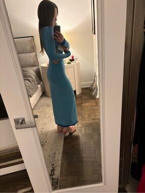 Simon Miller Teal Long-Sleeve Cutout Maxi Dress
